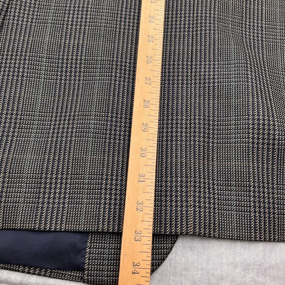 Talbots Blazer Men 44L Black Blue Tan Tweed Houndstooth Plaid Sport Jacket Italy